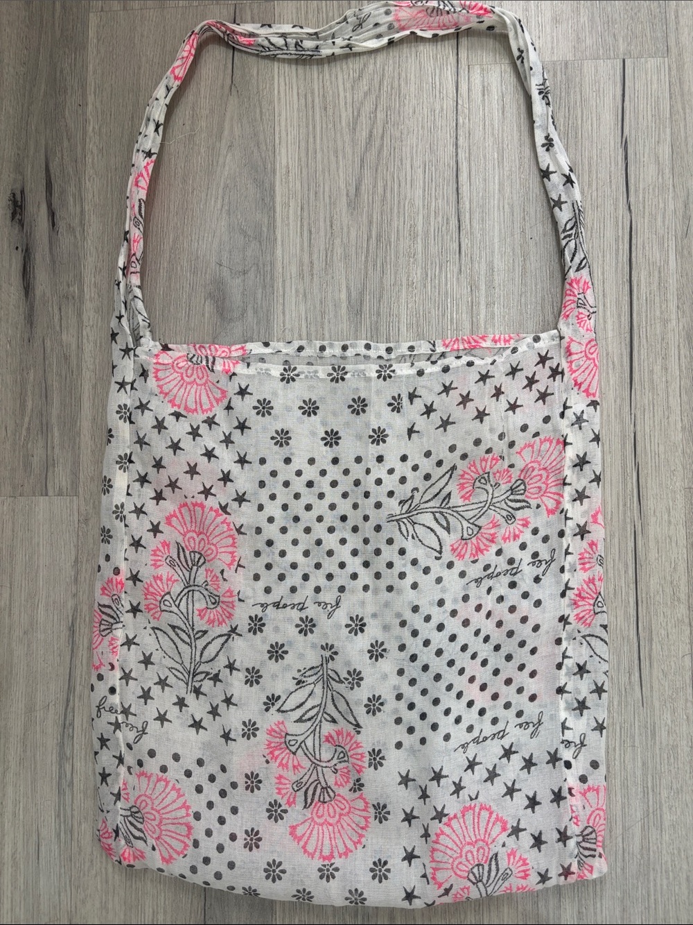 Free People Floral Cotton Shoulder Bag - Pink & Gray